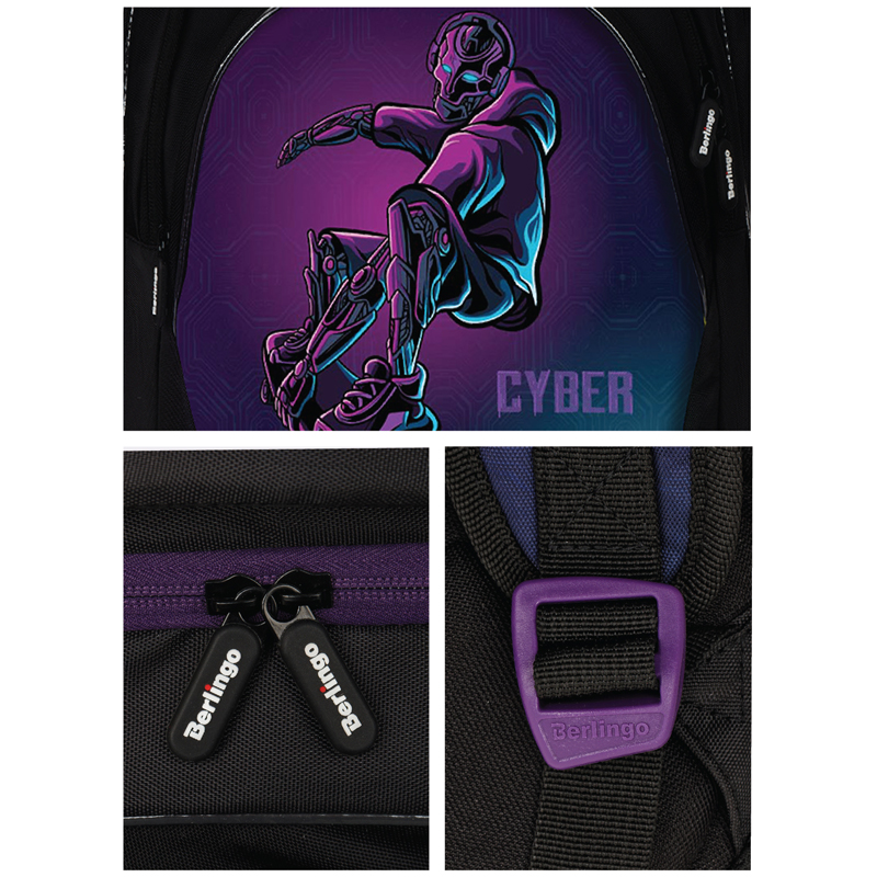 Рюкзак Berlingo Bliss "Cyber Skateboard" 40*29*19см, 3 отделения, 2 кармана, анатомическая ЭВА спинка