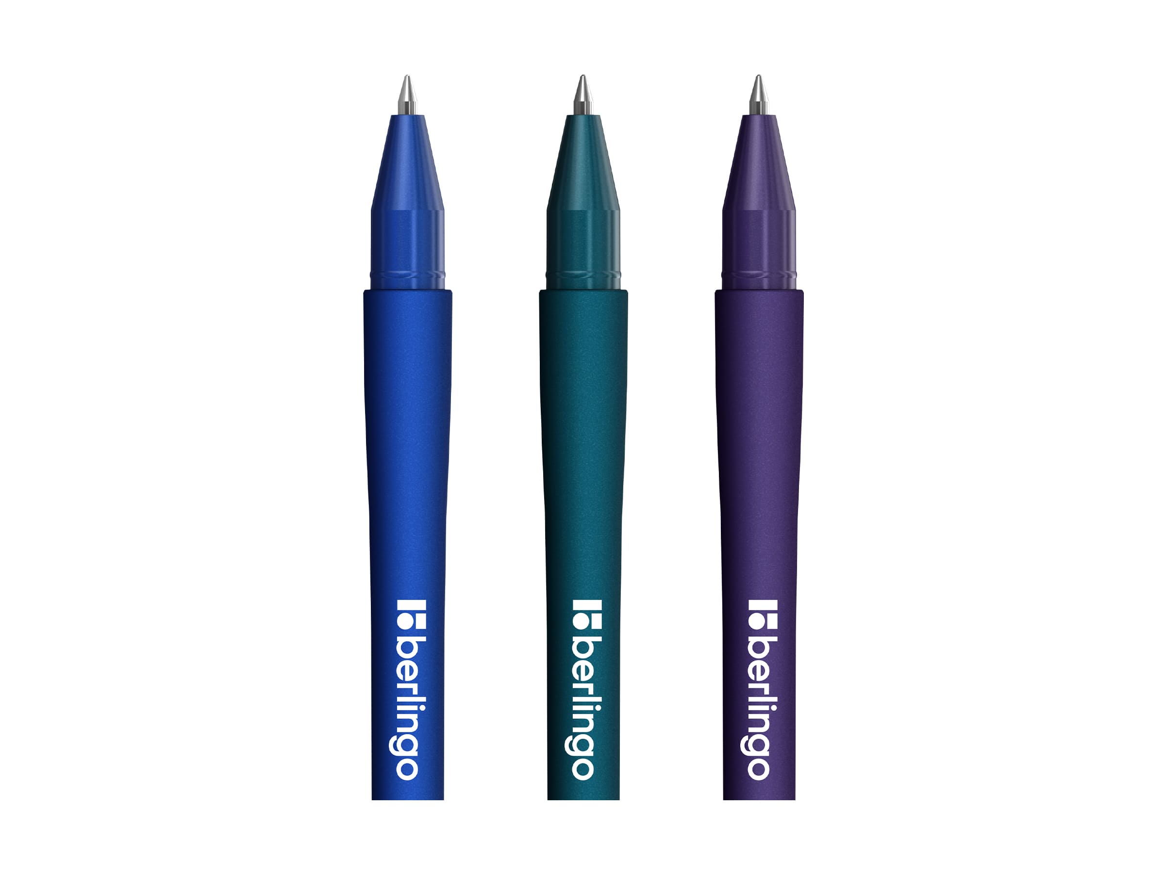 Ручка шариковая Berlingo "Fluent" синяя, 0,7мм, металлопласт., soft touch, 3шт., блистер