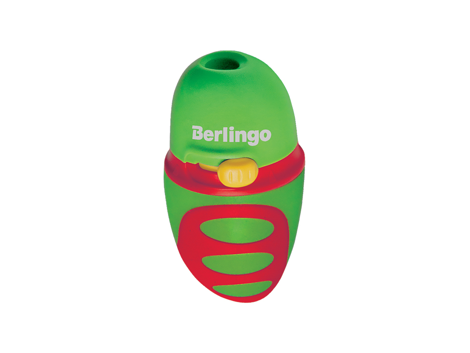 Точилка пластиковая Berlingo "Riddle" 1 отверстие, контейнер, c регулятором заточки грифеля, ассорти