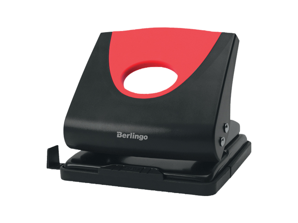 Дырокол Berlingo "Office Soft" 20л., пластиковый, красный, с линейкой