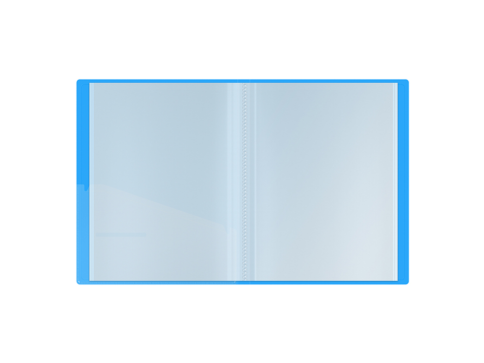 Папка с 60 вкладышами Berlingo "Neon", 24мм, 1000мкм, голубой неон, с внутр. карманом
