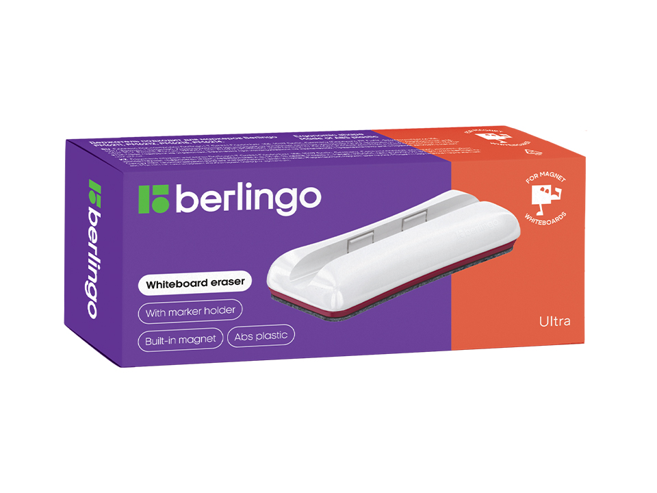 Губка-стиратель для досок Berlingo "Ultra", с держателем для маркера, на магните