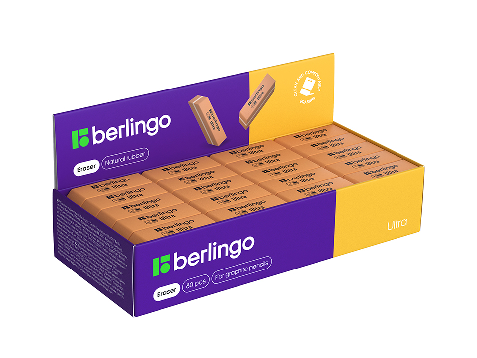 Ластик Berlingo "Ultra", скошенный, натуральный каучук, 42*14*8мм