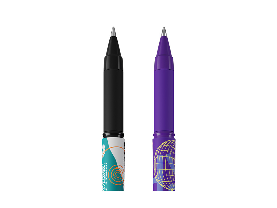 Ручка шариковая Berlingo "Glyph" синяя, 0,7мм, грип, рисунок на корпусе, soft-touch, ассорти