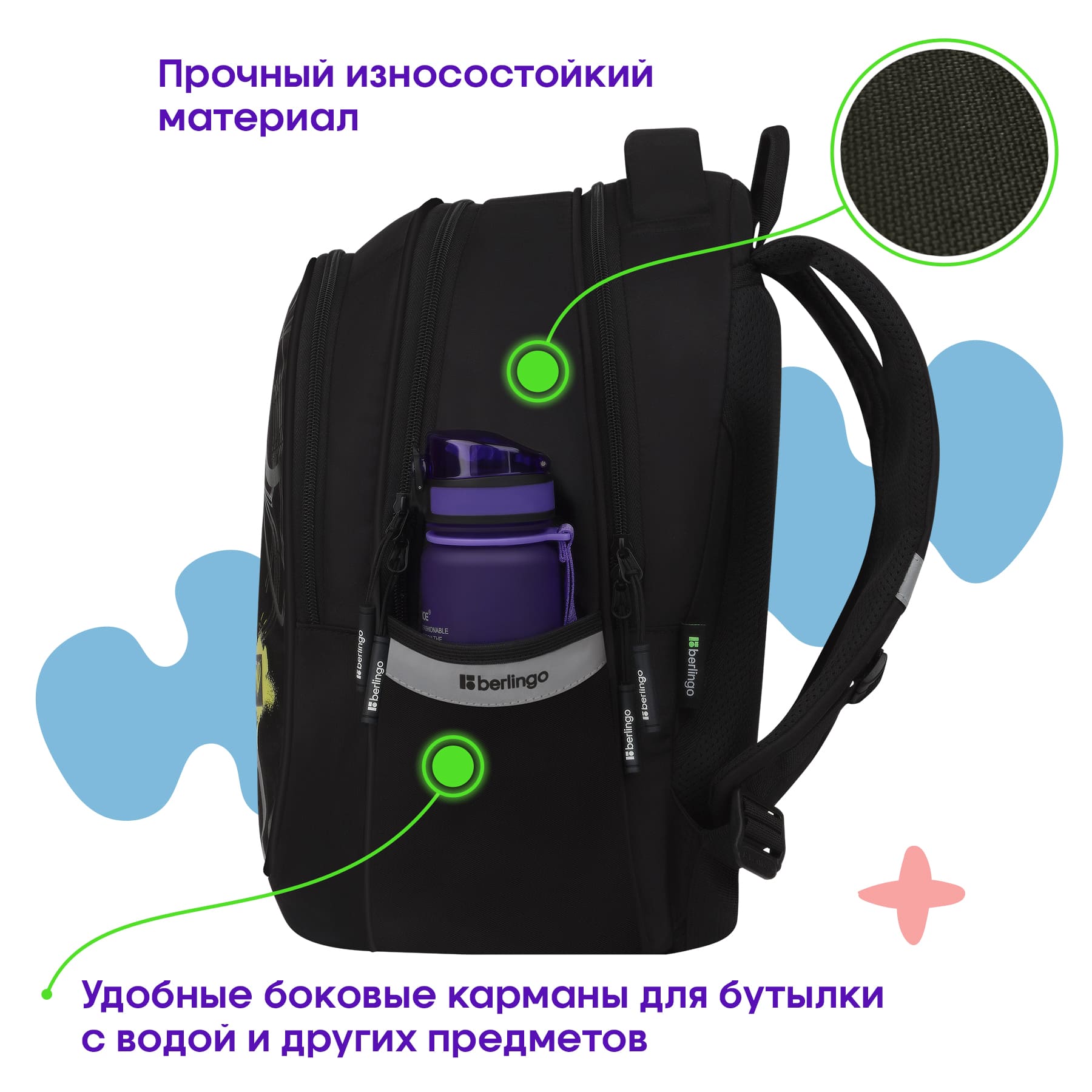 Рюкзак Berlingo Modern "Never mind" 38*30*18см, 3 отделения, 2 кармана, эргономичная спинка