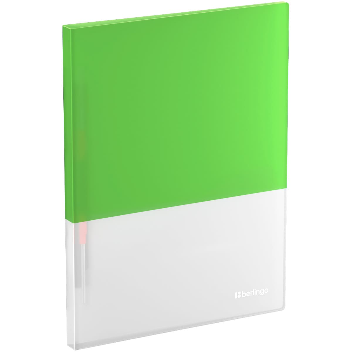 Папка с пружинным скоросшивателем Berlingo "Semicolor" А4, 17мм, 700мкм, с внутр. карманом, салатовая, софт-тач