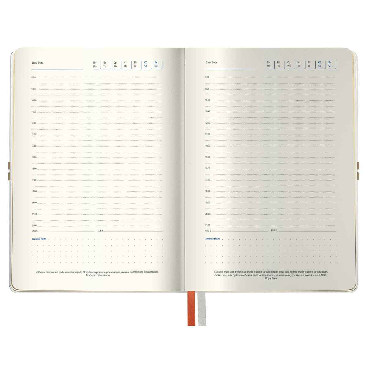 Ежедневник недатированный, А5, 136л., кожзам, Berlingo "Casual Gold", с резинкой, белый, золотой срез