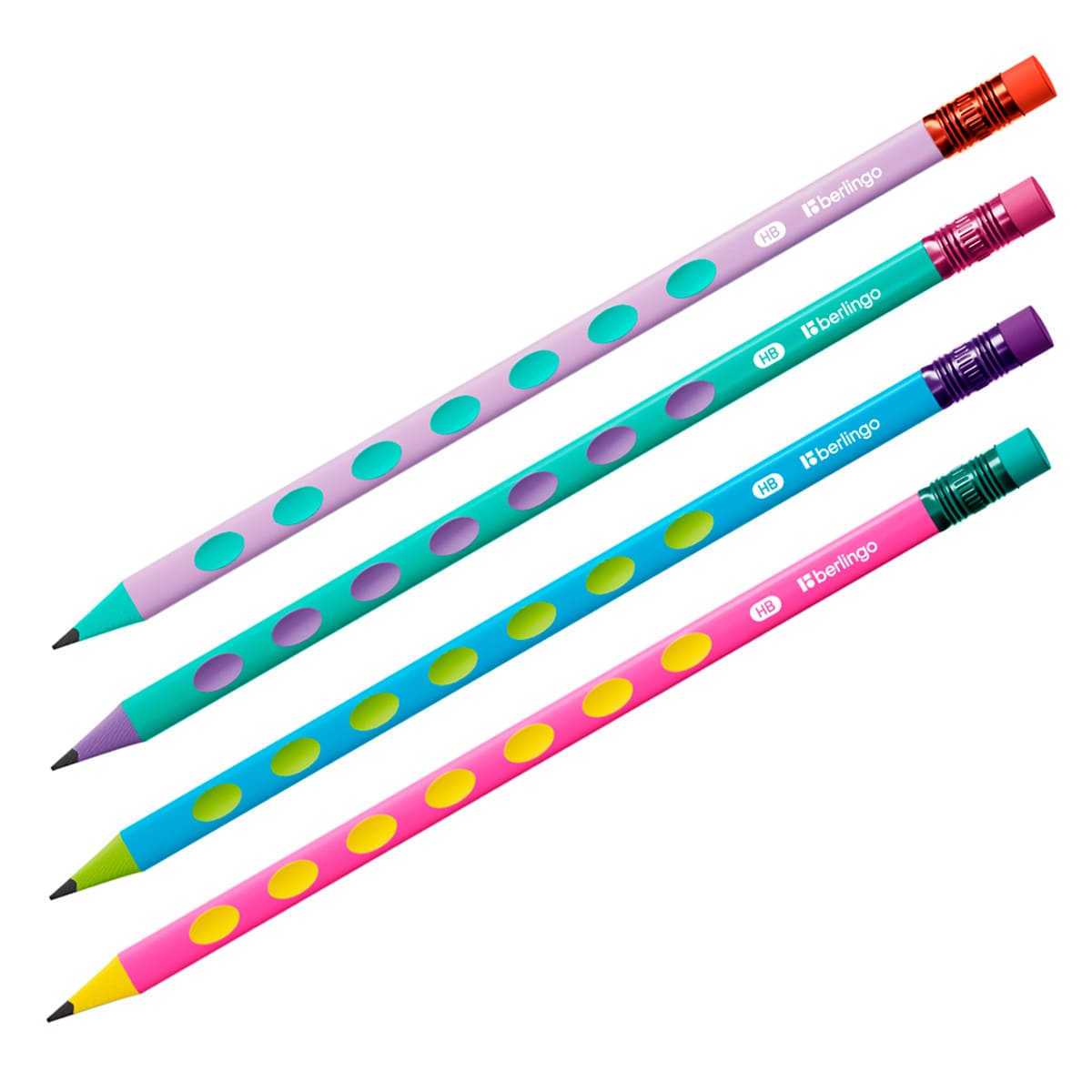 Карандаш ч/г Berlingo "Raze" HB, пластиковый, трехгранный, с выемками, заточен., с ластиком, PET-бокс