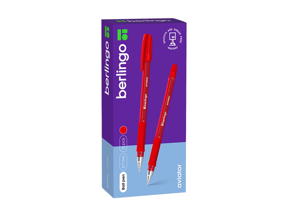 Ручка шариковая Berlingo "Aviator" красная, 0,7мм, грип