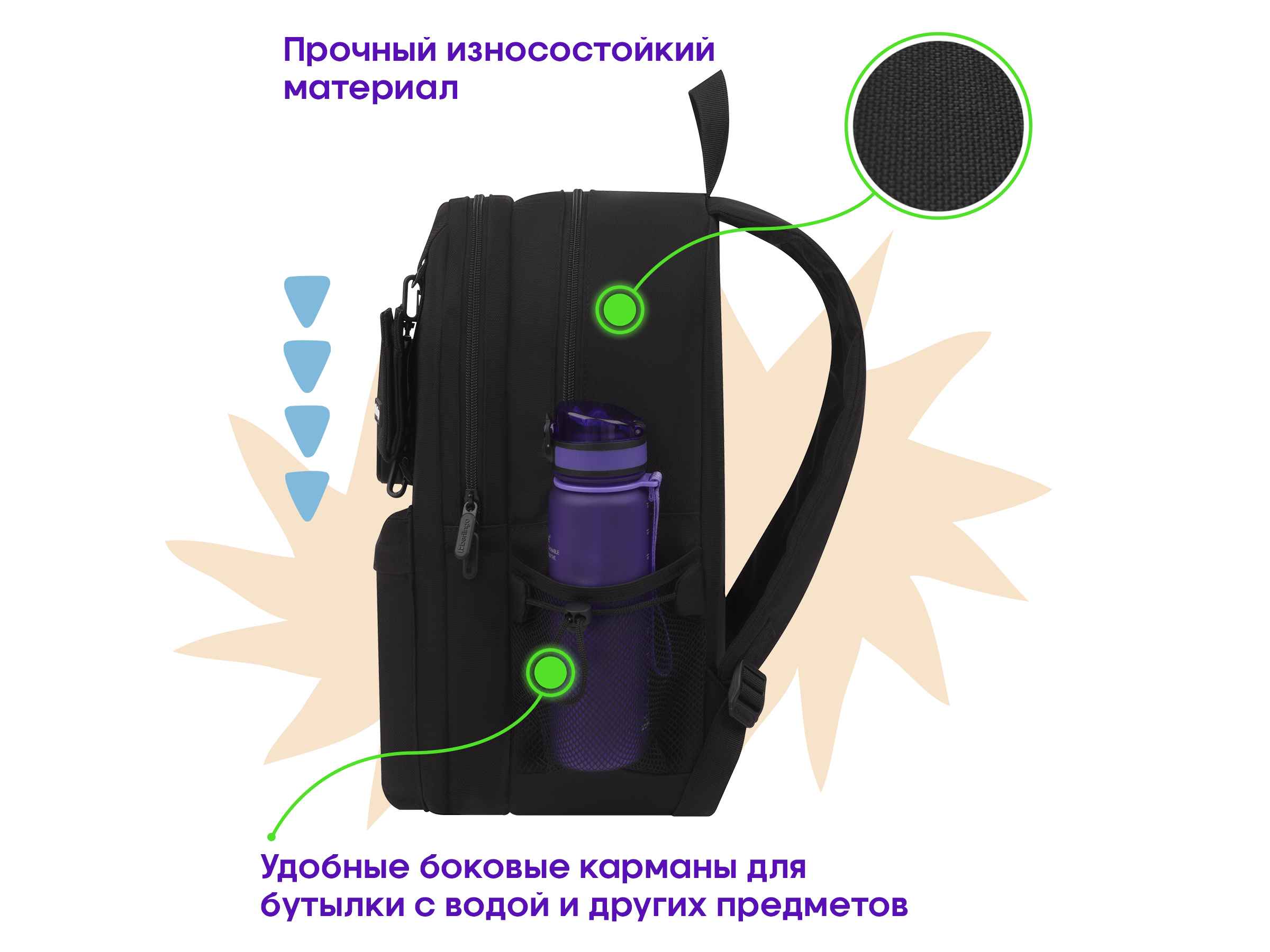 Рюкзак Berlingo "Style" 40,5*28,5*15см, 2 отделения, 5 карманов, уплотненная спинка