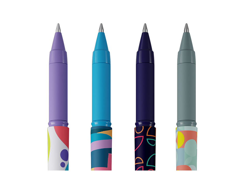 Ручка шариковая Berlingo "Balance" синяя, 0,7мм, грип, рисунок на корпусе, soft-touch, ассорти