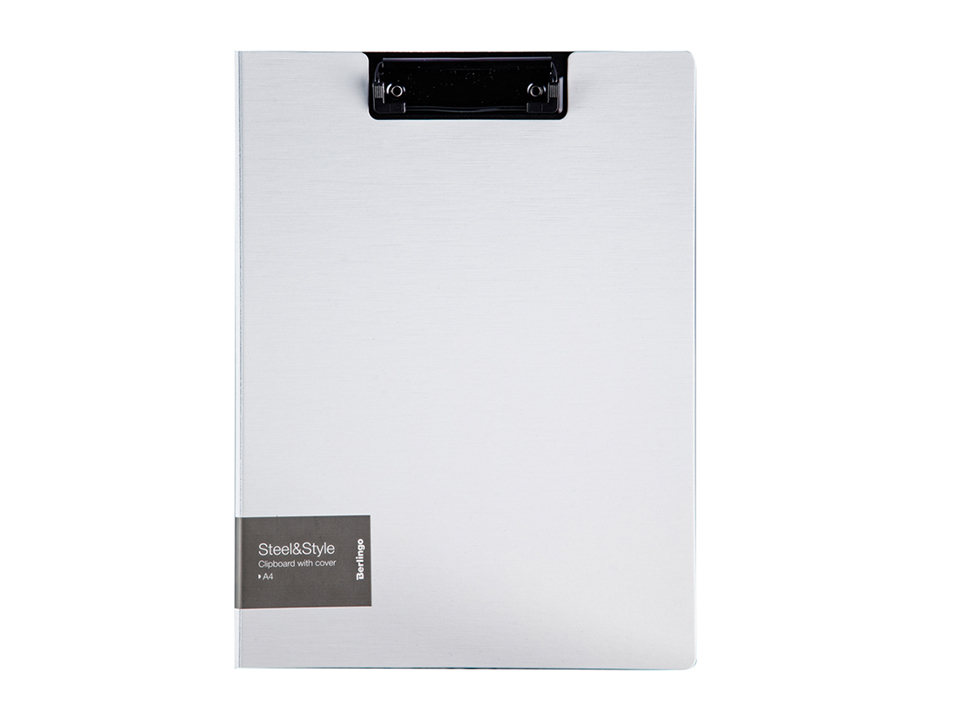 Папка-планшет с зажимом Berlingo "Steel&Style" А4, пластик (полифом), белая