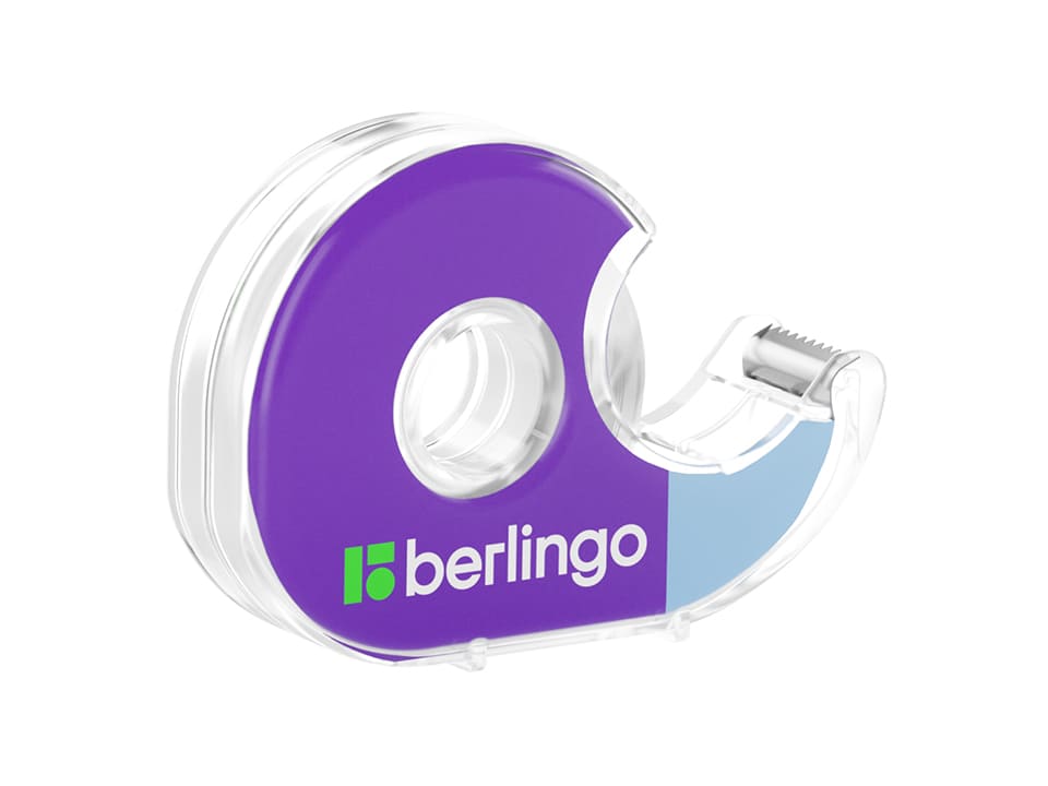 Клейкая лента 19мм*33м, Berlingo, прозрачная, в пластиковом диспенсере, европодвес