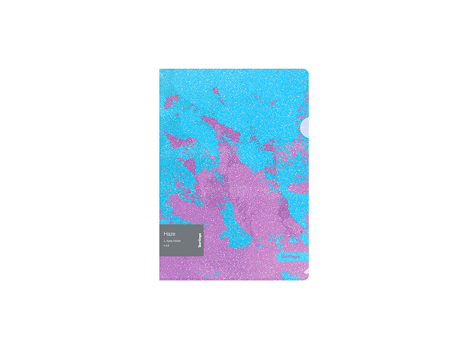Папка-уголок Berlingo "Haze", 200мкм, голубая/сиреневая, с рисунком, с эффектом блесток