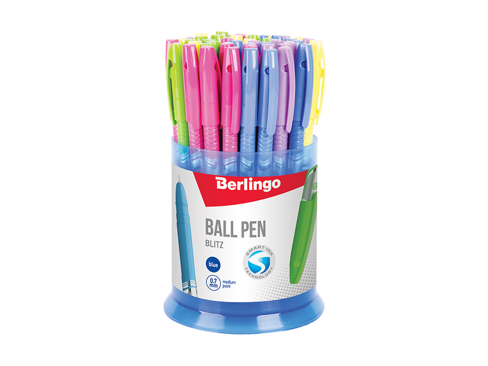 Ручка шариковая Berlingo "Blitz" синяя, 0,7мм, корпус ассорти