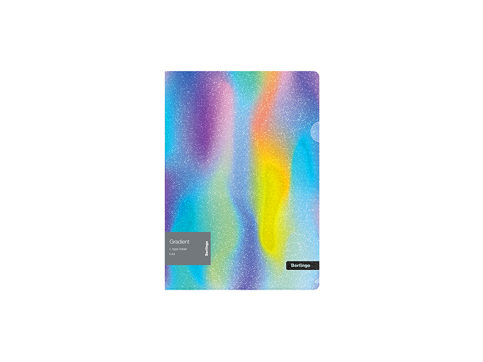 Папка-уголок Berlingo "Gradient", 200мкм, с рисунком, с эффектом блесток, ассорти