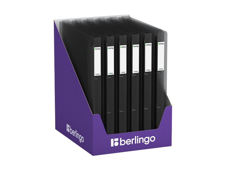 Папка на 4 кольцах Berlingo "No Secret", 24мм, 700мкм, полупрозрачная черная, D-кольца, с внутр. карманом