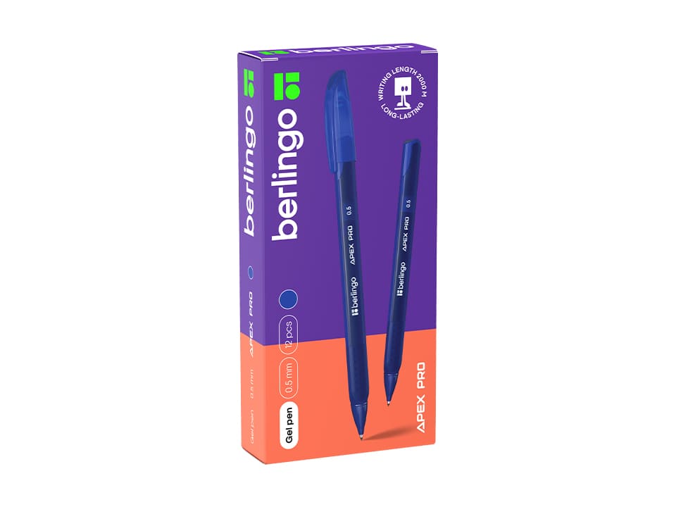 Ручка гелевая Berlingo "Apex Pro" синяя, 0,5мм, трехгранный корпус