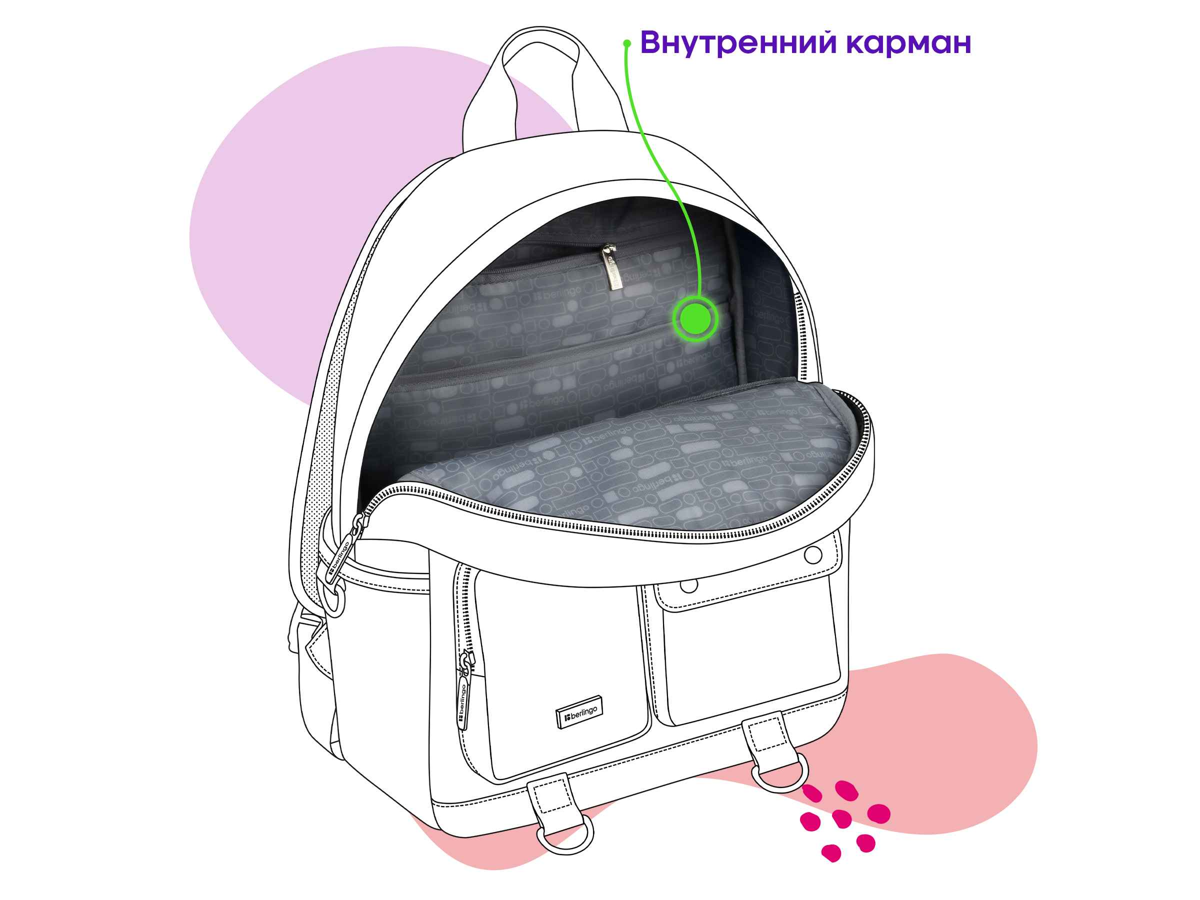 Рюкзак Berlingo Urban "Music" 40,5*30*13,5см, 1 отделение, 6 карманов, уплотненная спинка