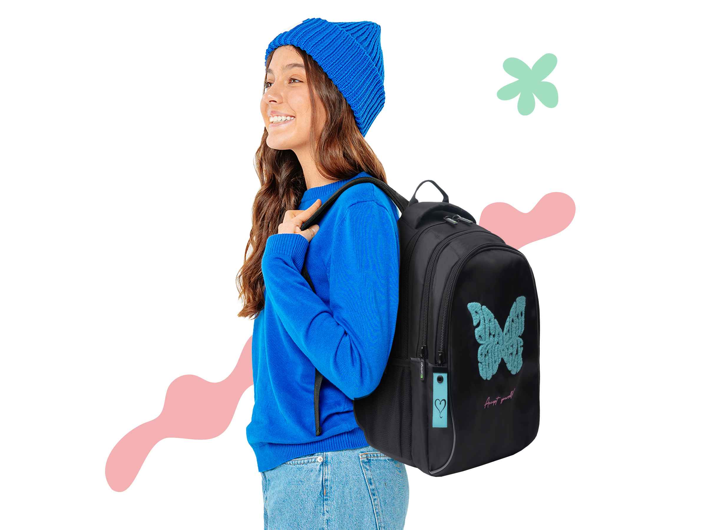 Рюкзак Berlingo inStyle "Butterfly" 41*27*20см, 3 отделения, 2 кармана, эргономичная спинка