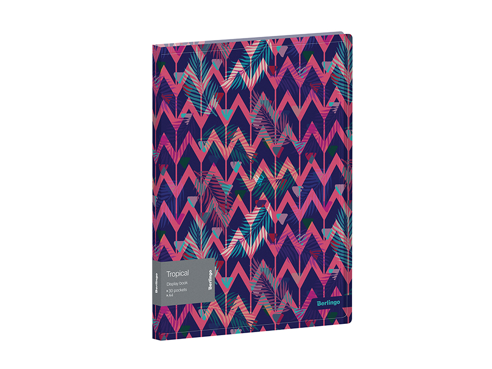 Папка с 30 вкладышами Berlingo "Tropical", 17мм, 600мкм, с внутр. карманом, с рисунком
