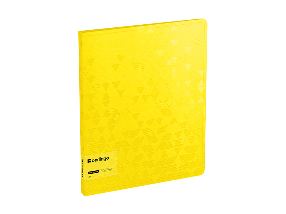 Папка c зажимом Berlingo "Neon", 17мм, 1000мкм, желтый неон, D-кольца, с внутр. карманом
