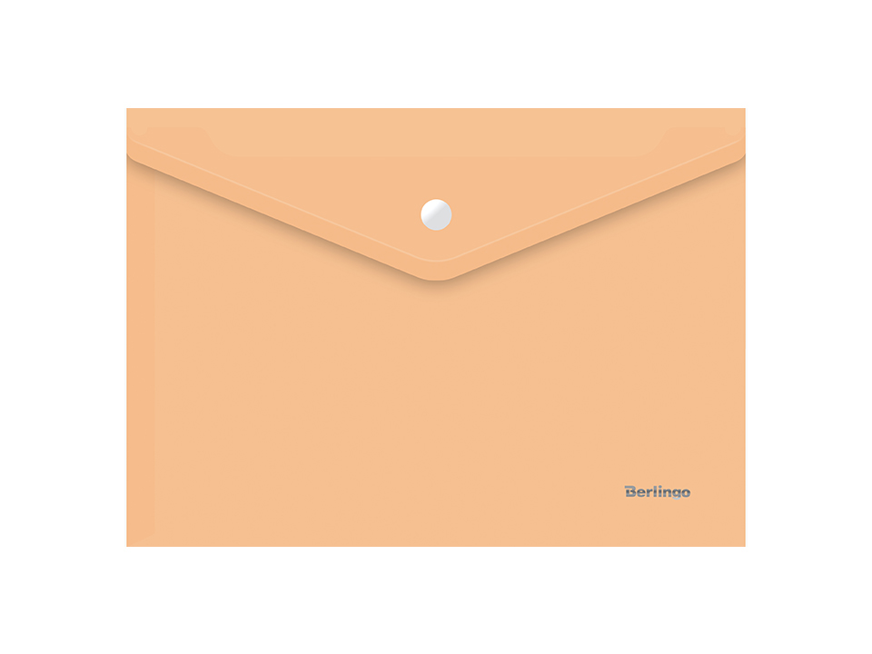 Папка-конверт на кнопке Berlingo "Starlight" А4, 180мкм, прозрачная оранжевая, индив. ШК