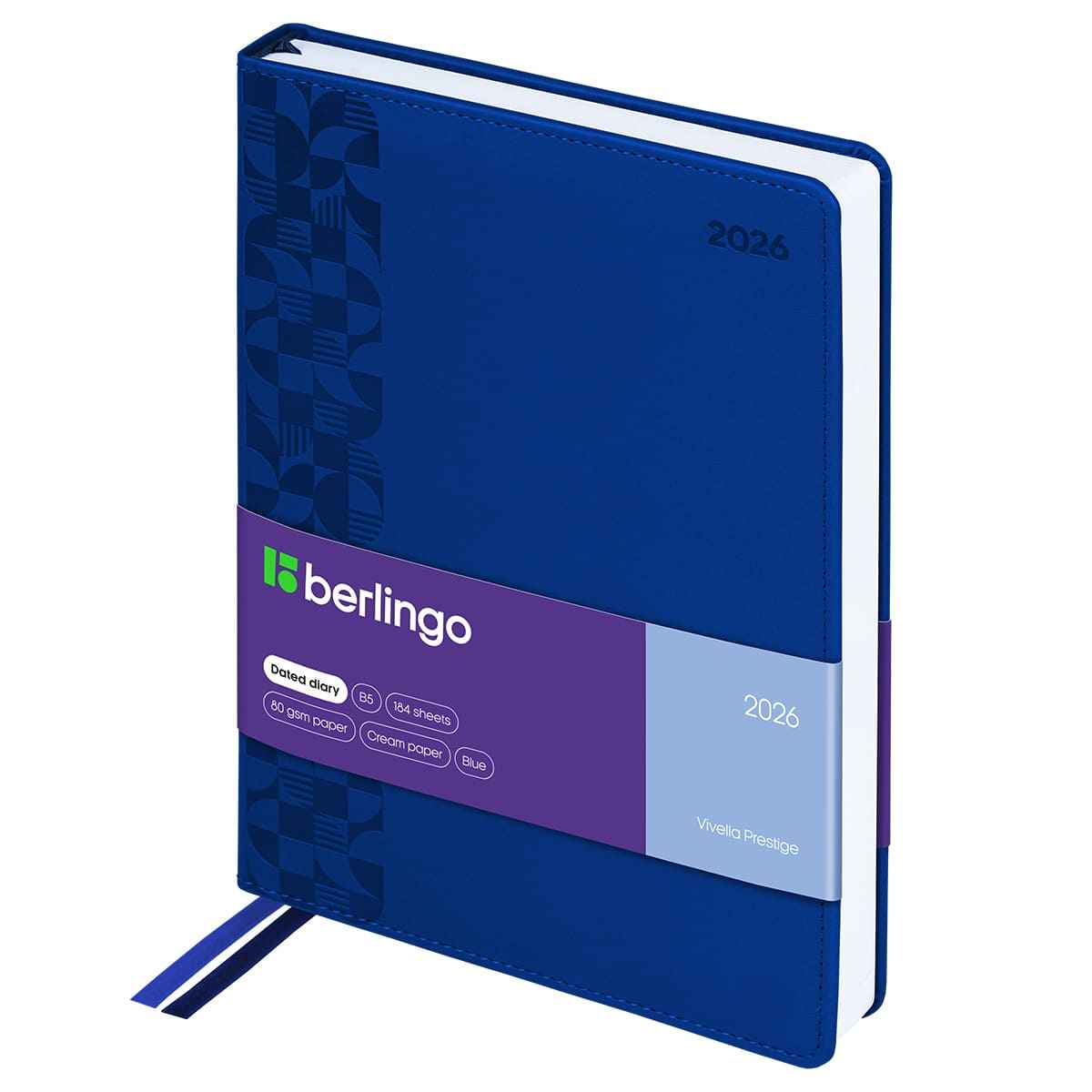 Ежедневник датированный 2026г., А4-(В5), 184л., кожзам, Berlingo "Vivella Prestige", синий