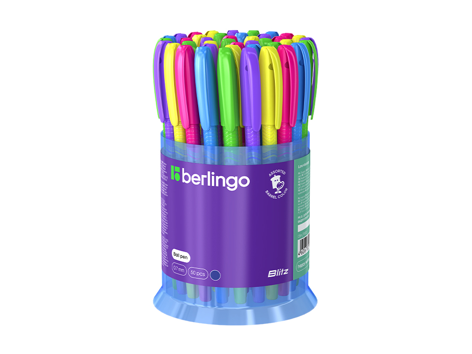 Ручка шариковая Berlingo "Blitz" синяя, 0,7мм, корпус ассорти