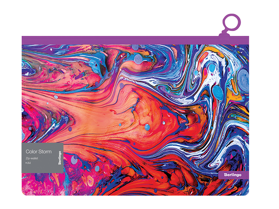 Папка-конверт на молнии Berlingo "Color Storm" А4, 180мкм, с рисунком