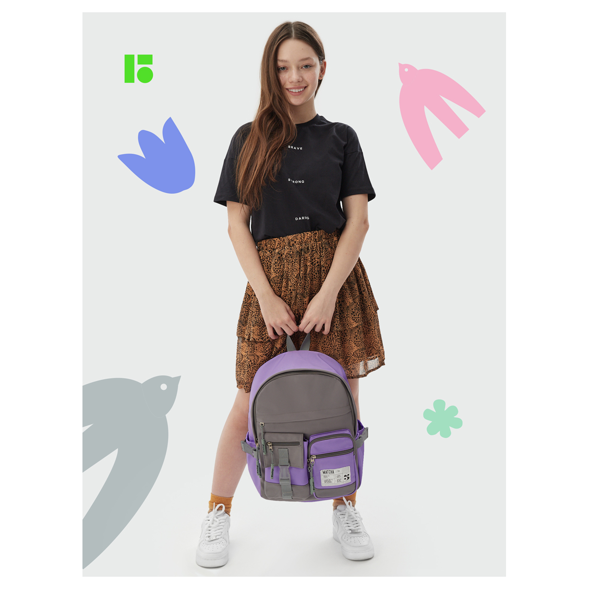 Рюкзак Berlingo Tasty "Lilac matcha", 40*28*15см, 1 отделение, 7 карманов, уплотненная спинка