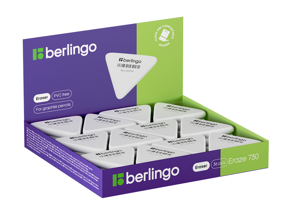 Ластик Berlingo "Eraze 730" треугольный, термопластичная резина, 50*44*7мм (большой)