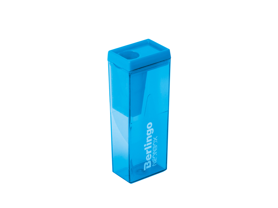 Точилка пластиковая Berlingo "NeonBox" 1 отверстие, контейнер, ассорти