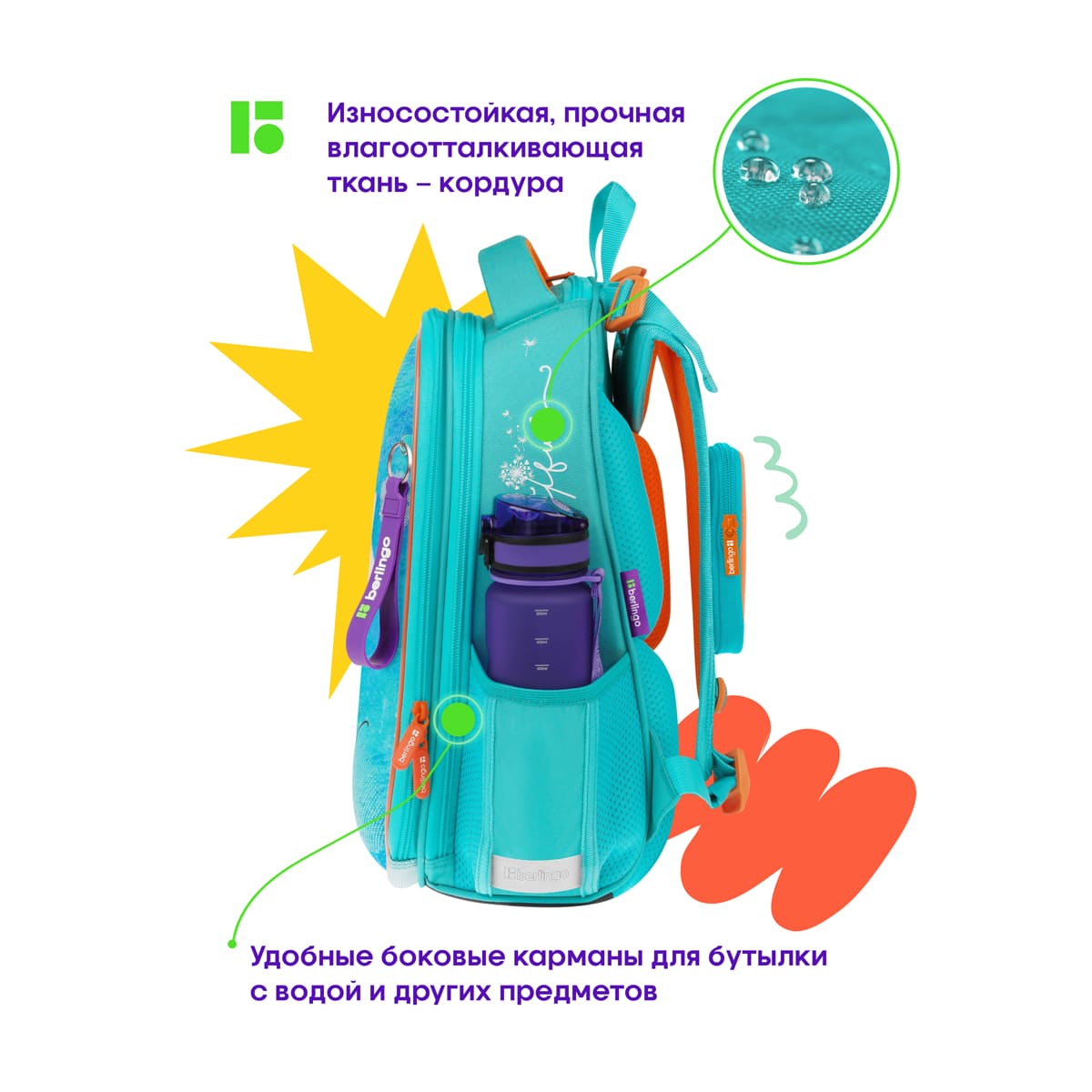 Ранец Berlingo Expert Max "Little dreamer" 38*29*16см, 2 отделения, 2 кармана, анатомическая спинка, дождевик в комплекте