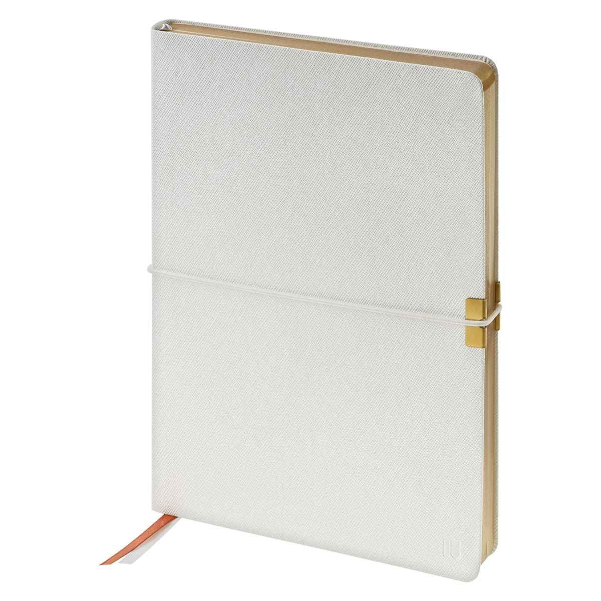 Ежедневник недатированный, А5, 136л., кожзам, Berlingo "Casual Gold", с резинкой, белый, золотой срез