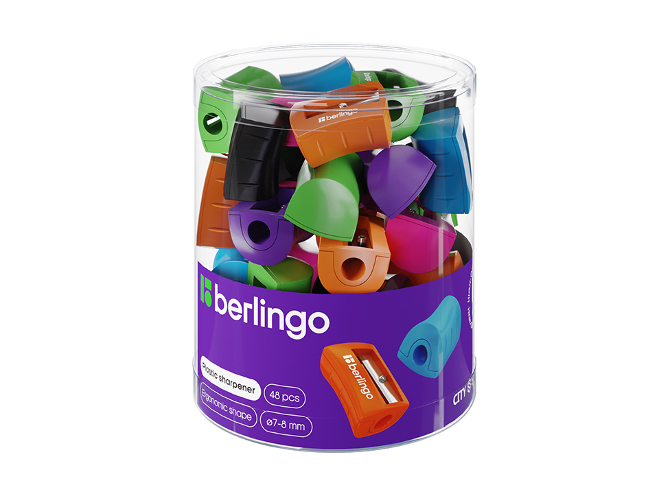 Точилка пластиковая Berlingo "City Style" 1 отверстие, ассорти