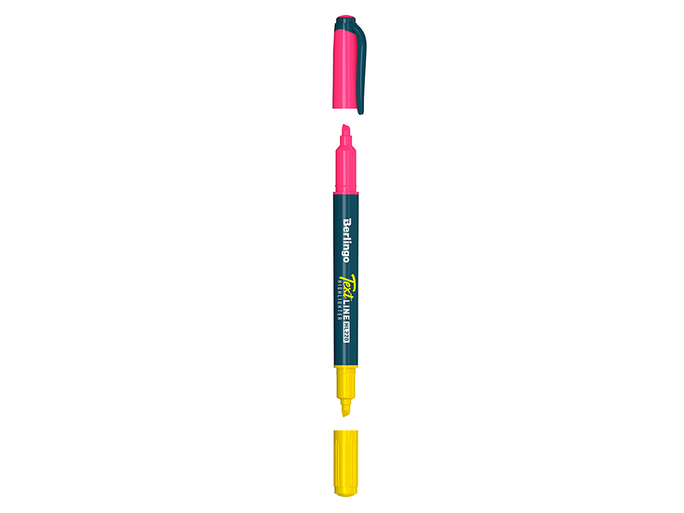 Текстовыделитель двусторонний Berlingo "Textline HL220" желтый/розовый, 0,5-4мм