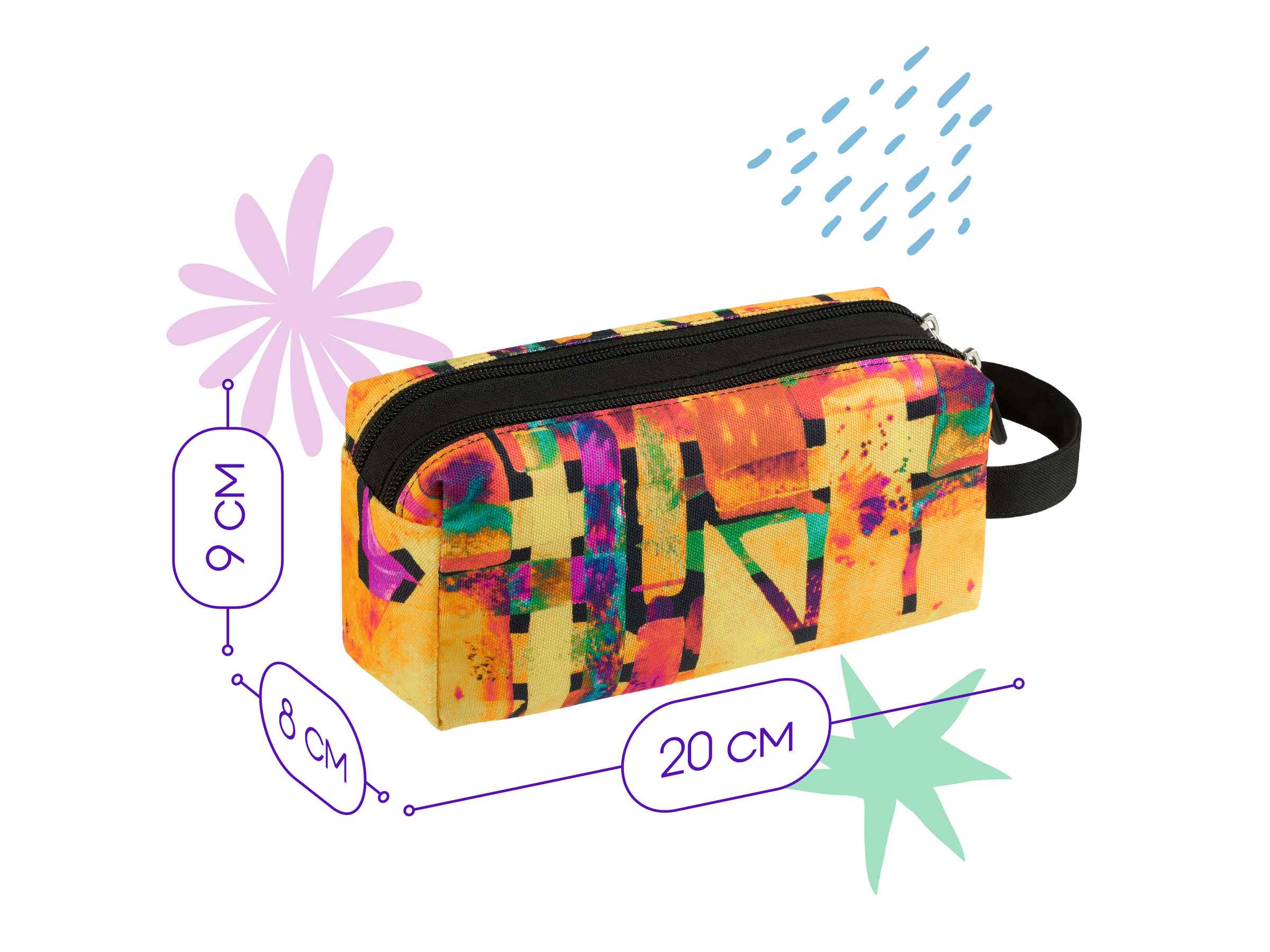 Пенал 2 отделения, 200*80*90 Berlingo "Fire", полиэстер