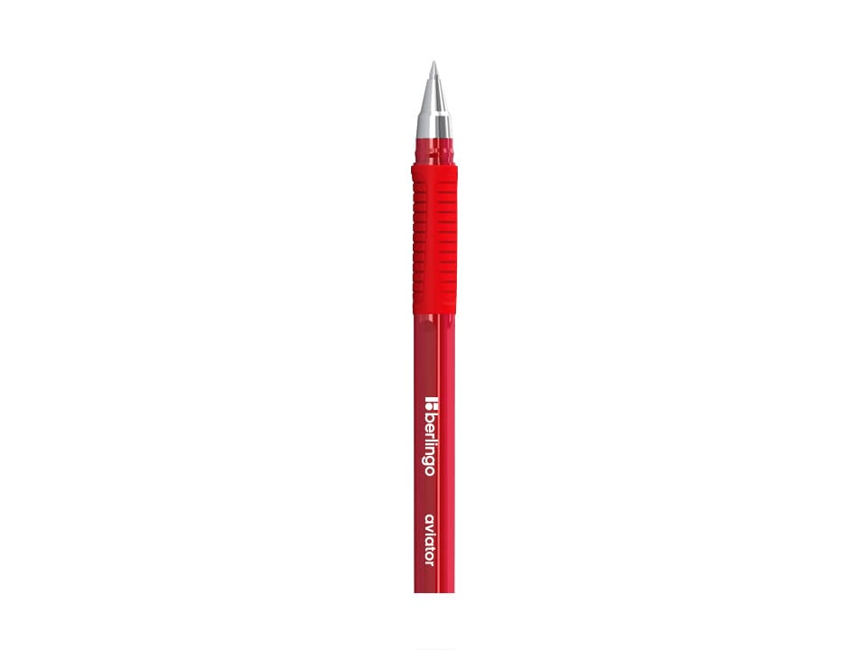 Ручка шариковая Berlingo "Aviator" красная, 0,7мм, грип