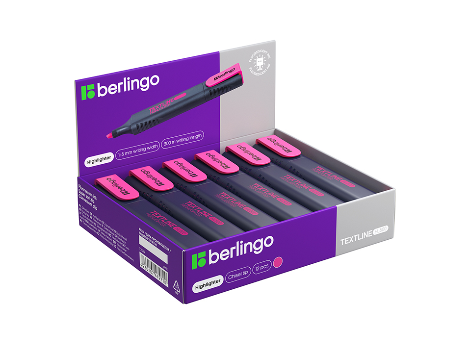 Текстовыделитель Berlingo "Textline HL500" розовый, 1-5мм