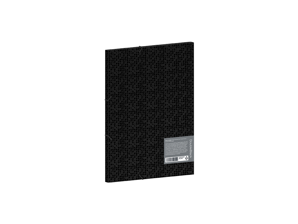 Папка для тетрадей на резинке Berlingo "DoubleBlack" А5+, 600мкм, черная, с рисунком