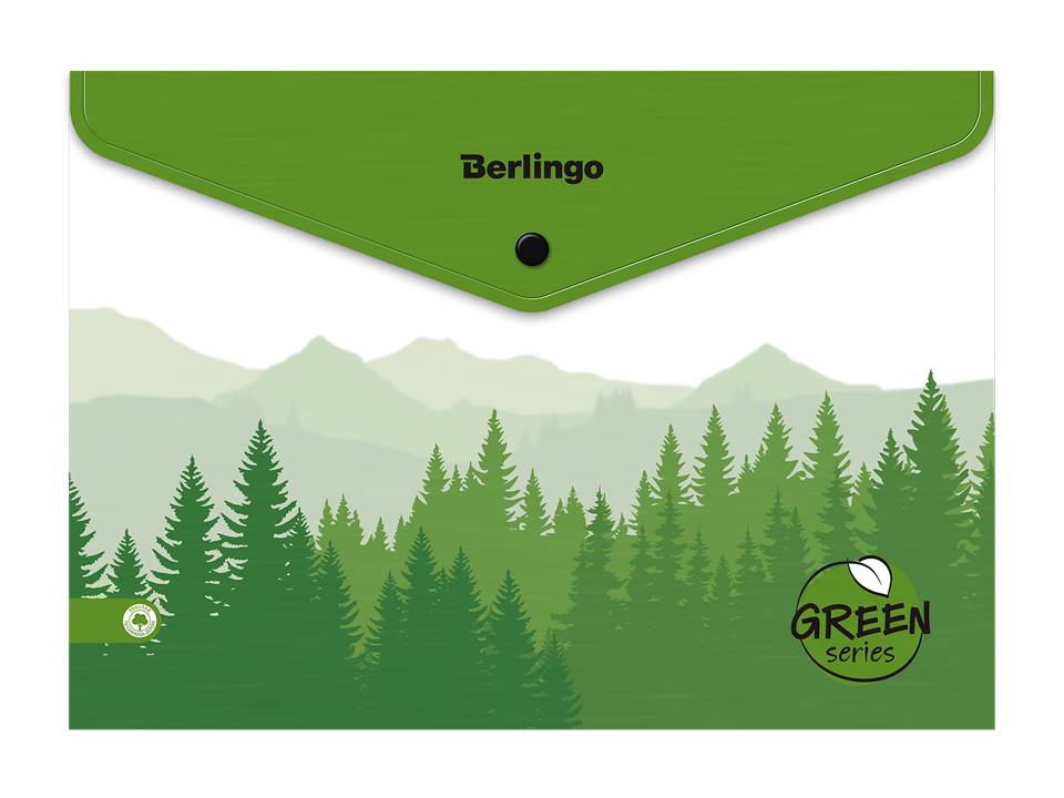 Папка-конверт на кнопке Berlingo "Green Series" А4, 180мкм, с рисунком