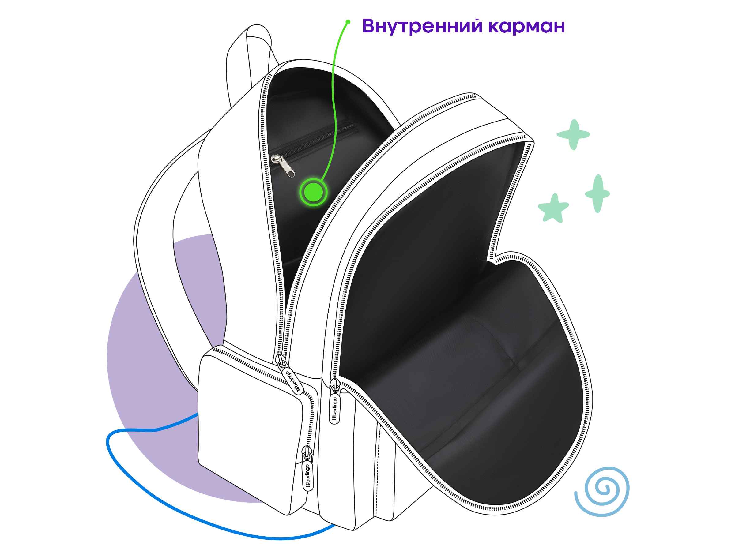 Рюкзак Berlingo "Style" 40,5*28,5*15см, 2 отделения, 5 карманов, уплотненная спинка