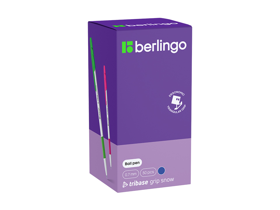 Ручка шариковая Berlingo "Tribase grip snow" синяя, 0,7мм, грип, ассорти