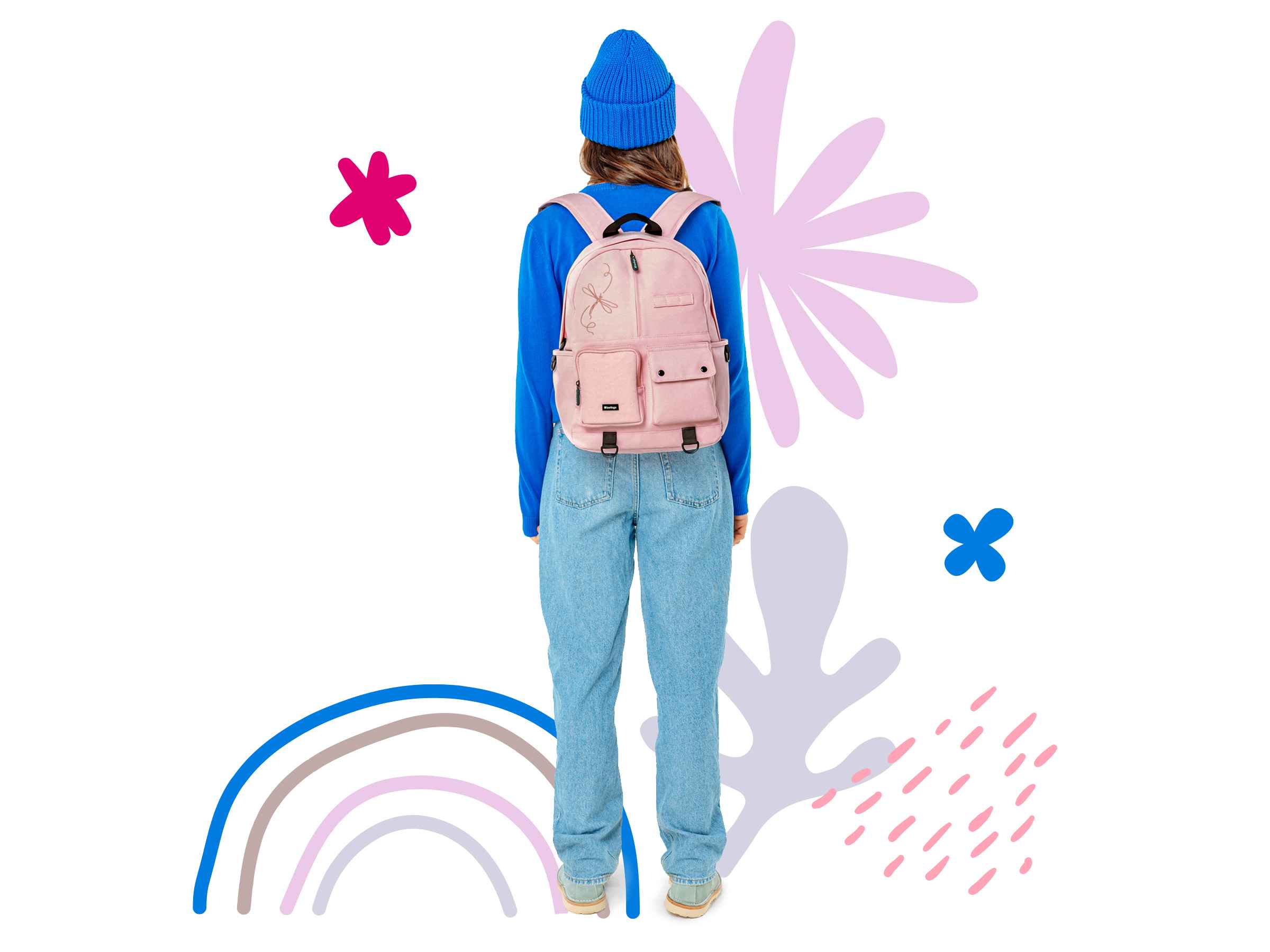 Рюкзак Berlingo Urban "Pink dragonfly" 40,5*30*13,5см, 1 отделение, 6 карманов, уплотненная спинка