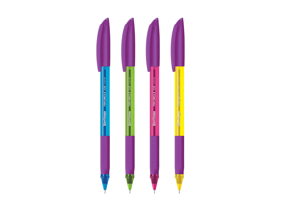 Ручка шариковая Berlingo "Triangle 110 Color" синяя, 0,7мм, грип, корпус ассорти