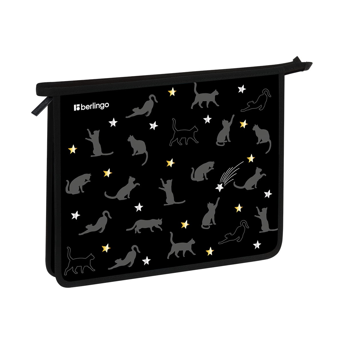 Папка для тетрадей 1 отделение, А5 Berlingo "MEOW Galaxy", 240*205*40мм, пластик, на молнии