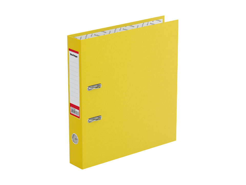 Папка-регистратор Berlingo "Standard", 50мм, бумвинил, с карманом на корешке, желтая