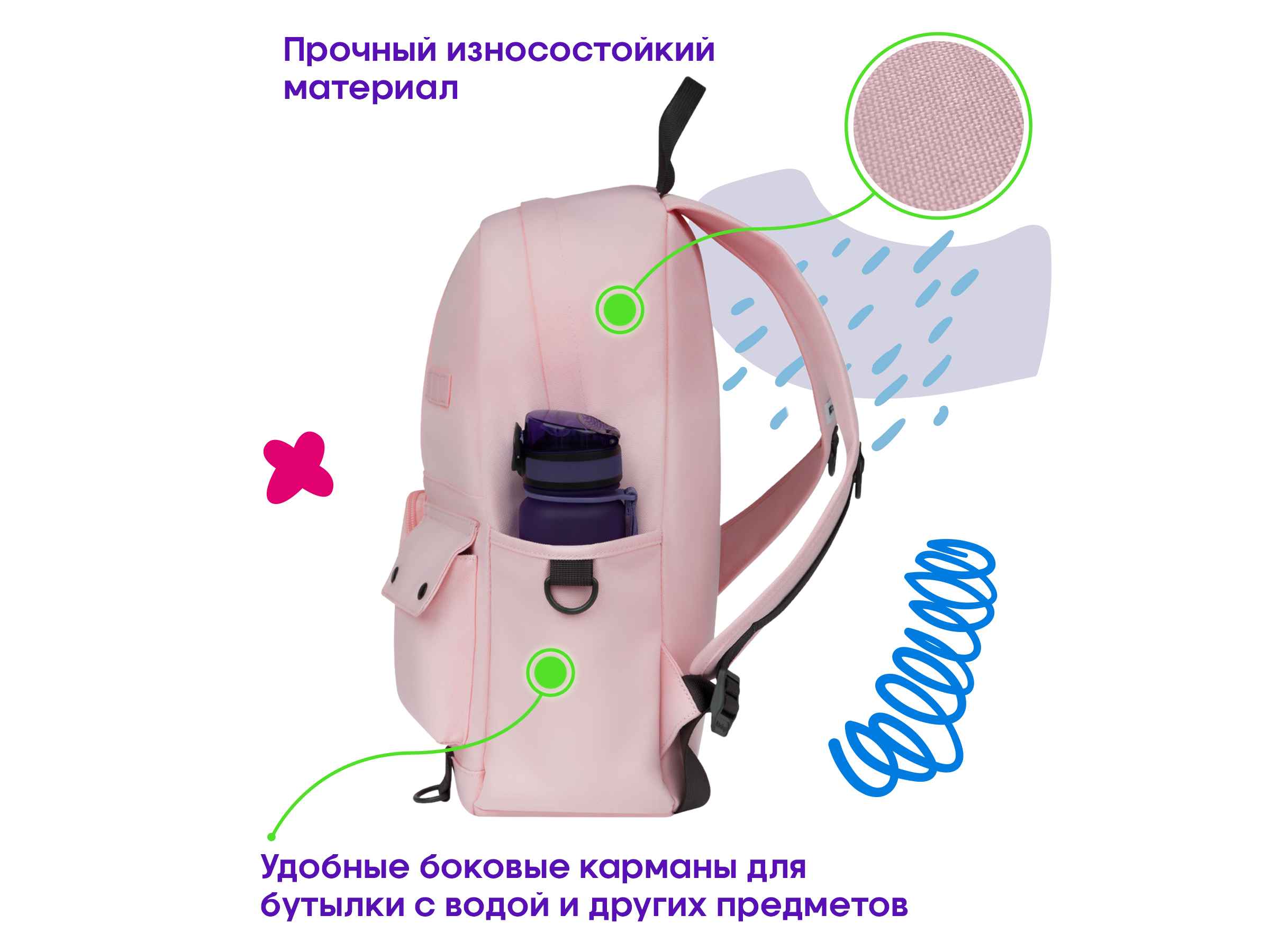 Рюкзак Berlingo Urban "Pink dragonfly" 40,5*30*13,5см, 1 отделение, 6 карманов, уплотненная спинка