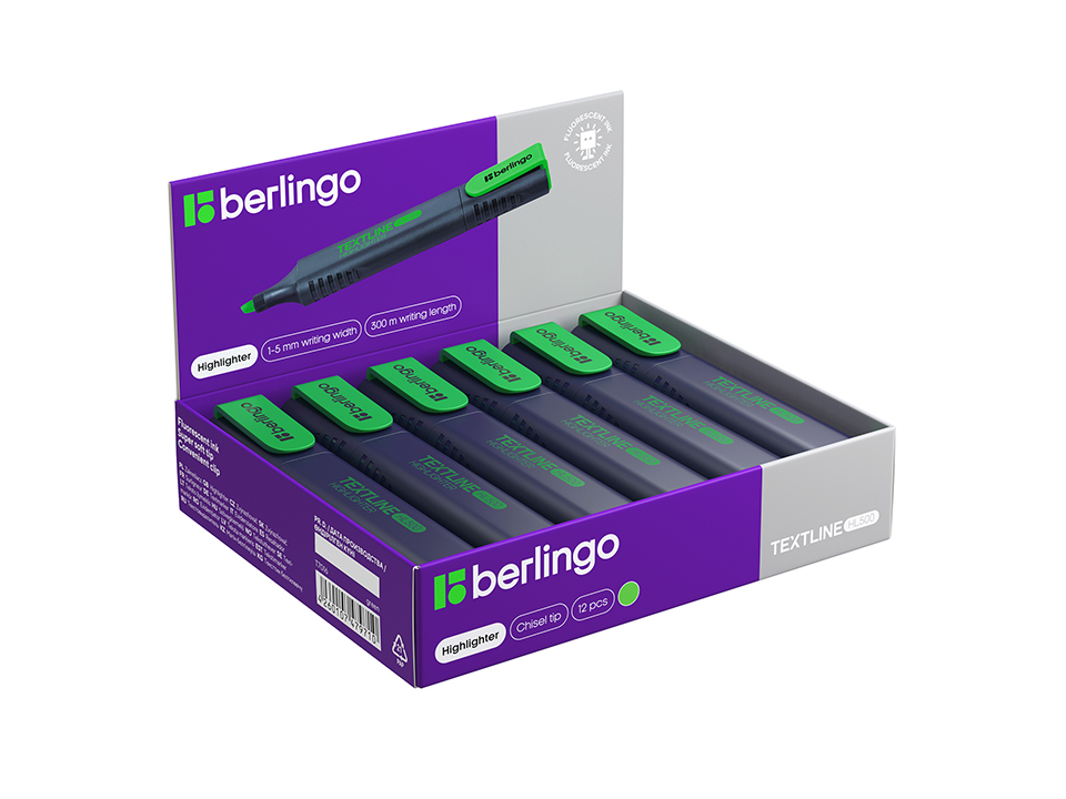 Текстовыделитель Berlingo "Textline HL500" зеленый, 1-5мм